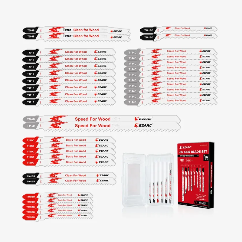 36-Piece T-Shank Jigsaw Blade Set — Optimized For Clean, Fast, And Curved Wood Cuts — Includes Storage Case 1