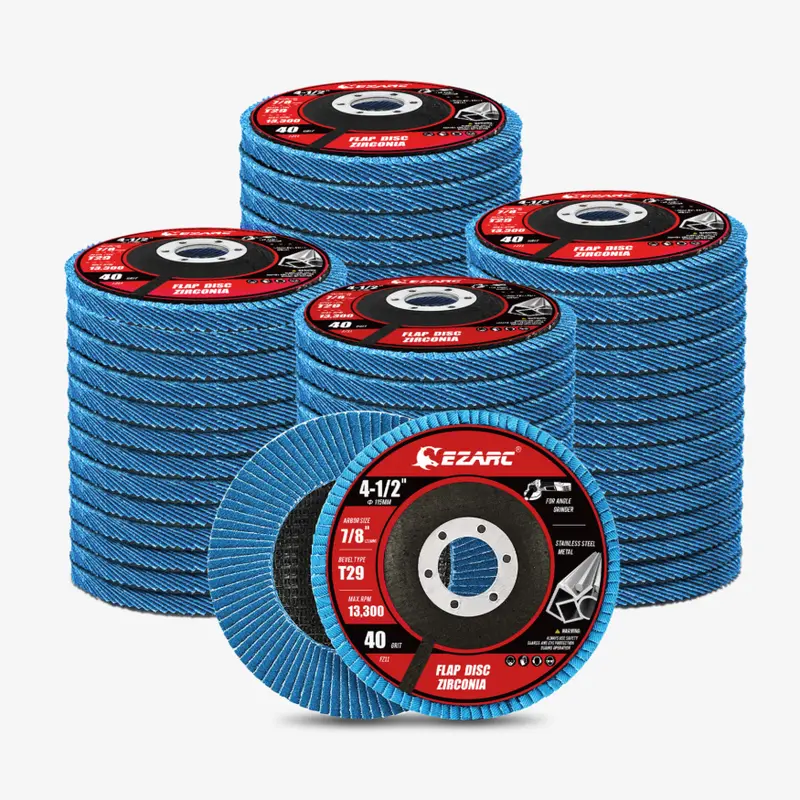 4-1/2" T29 Flap Sanding Discs – Stainless Steel & Sheet Metal Finishing, Assorted Grits (40/60/80/120) 1