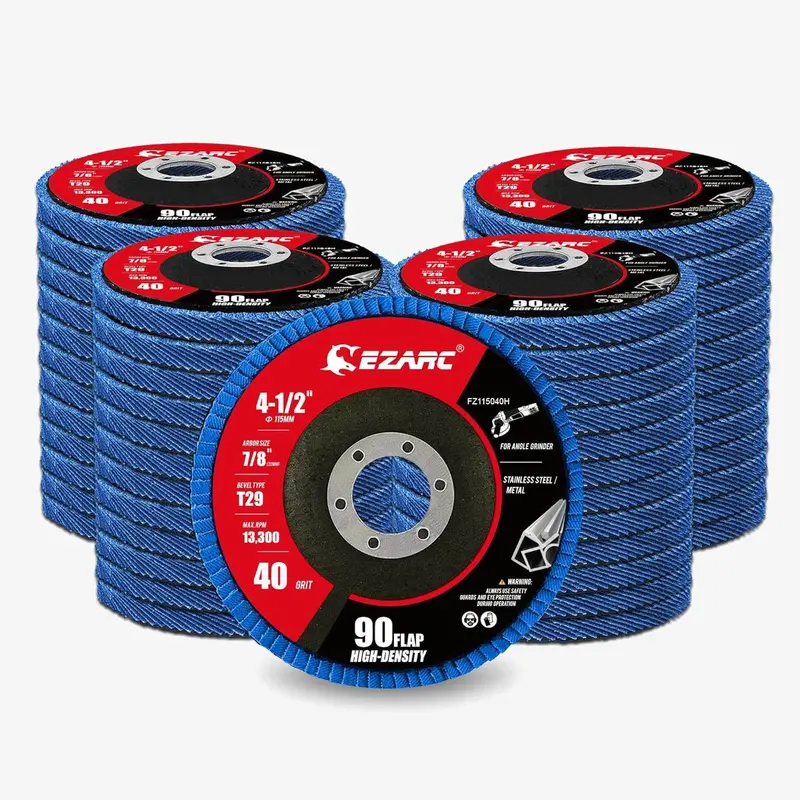 4.5-Inch T29 High-Density 90-Degree Flap Discs For Stainless Steel And Sheet Metal – Assorted Grits (40, 60, 80, 120) 1