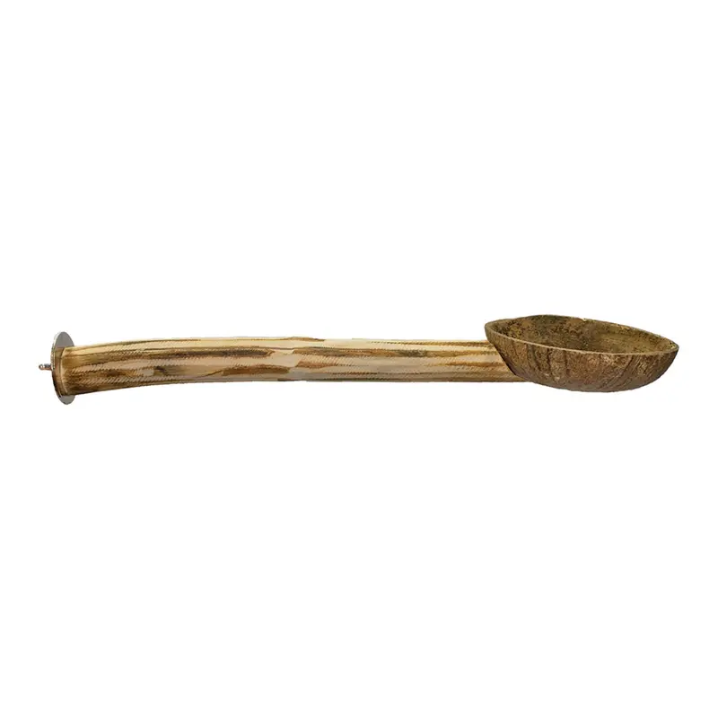 Coconut Shell Feeding Cup With Integrated Perch 1