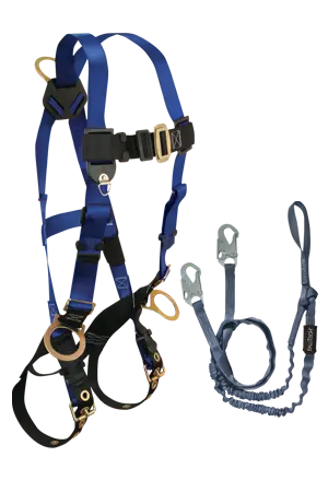 Dual-Anchor Five-Point Harness With Back And Side D-Rings, Tongue Buckles, 6-Foot Looped Y-Leg Internal Lanyard, And Snap Hooks 1