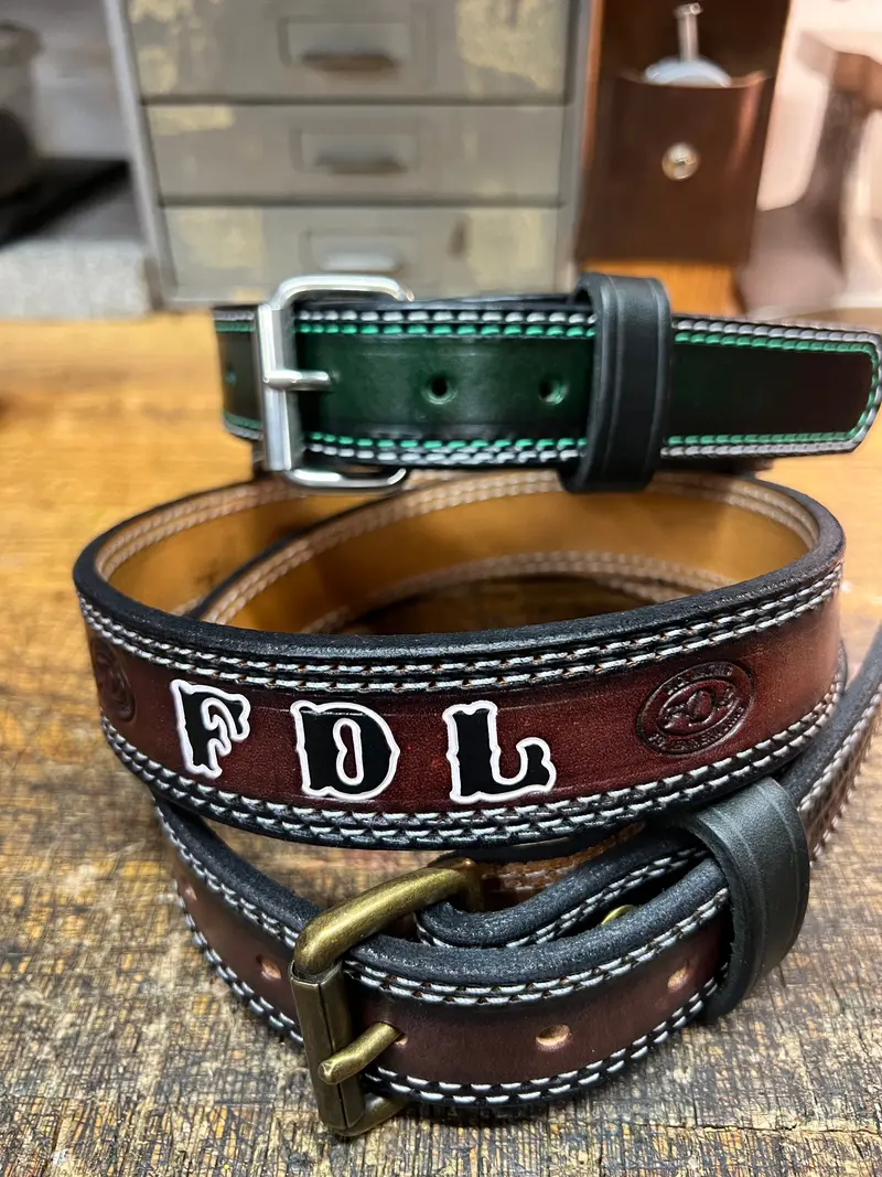 Everyday Leather Belt With Smoked Edges & Contrast Stitching 1