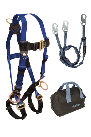 Falltech 5-Point Harness – Back & Side D-Rings With Mating Buckles, 6-Foot Y-Leg Internal Lanyard And Gear Bag 1