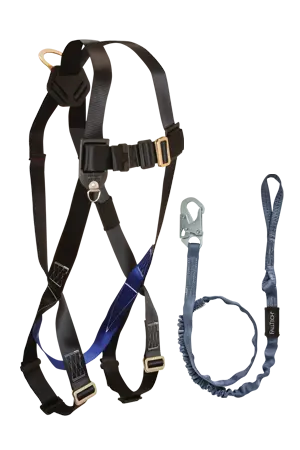 Falltech Three-Point Harness With Back D-Ring, Mating Buckles, And 6-Foot Looped Internal Lanyard With Snap Hook 1