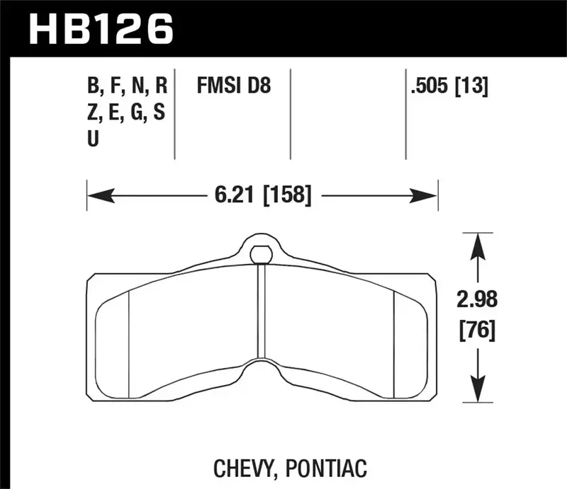 Hawk Hb126S.505 Ht-10 High-Temp Disc Brake Pads – 0.505" Thickness 1