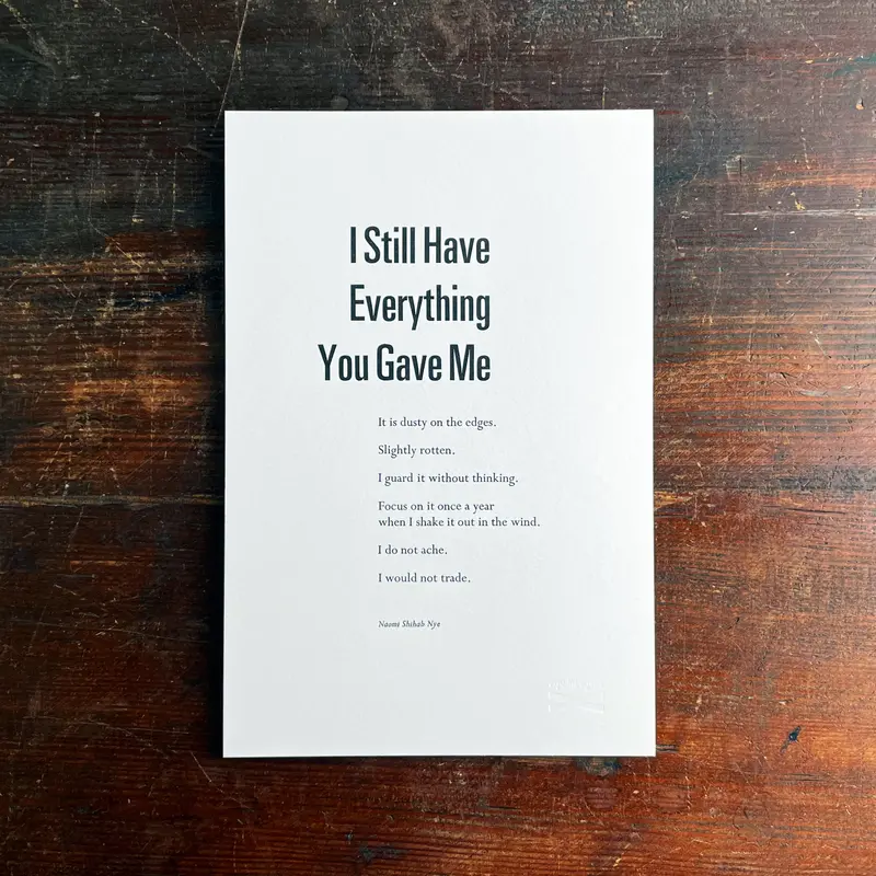 "I Still Have Everything You Gave Me" Poetic Broadside Art Print 1