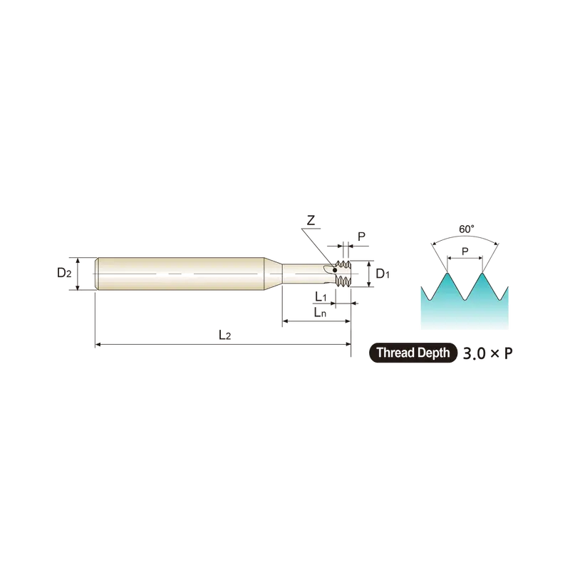 L12D1 Miniature Carbide Metric Thread Mill For Small-Diameter Applications 1