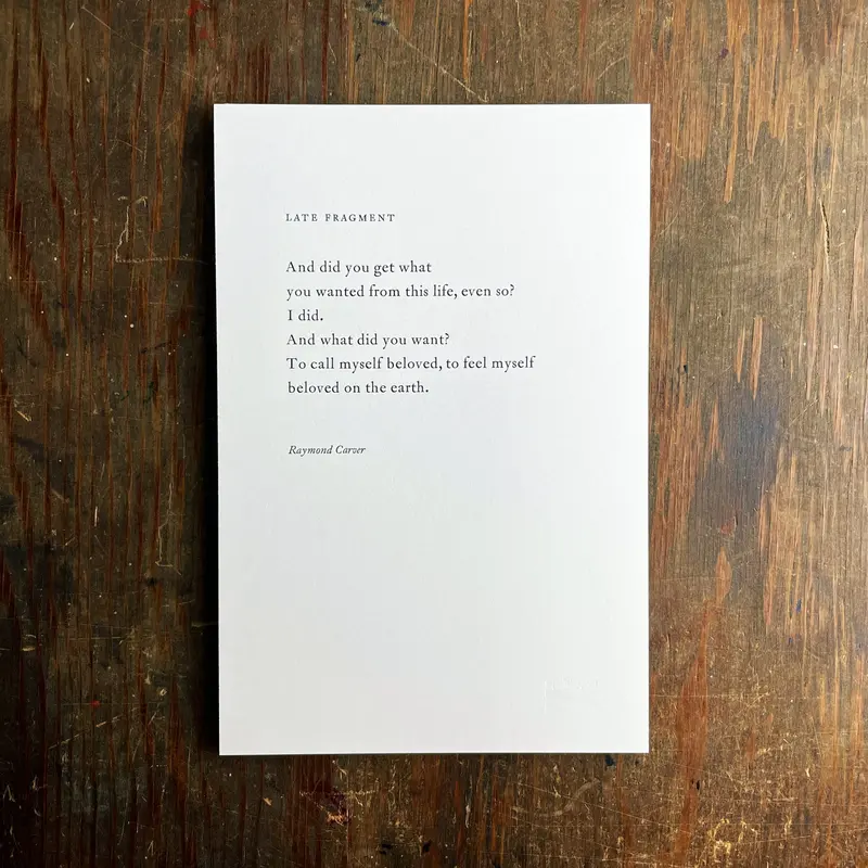 'Late Fragment' Poetic Broadside Print 1