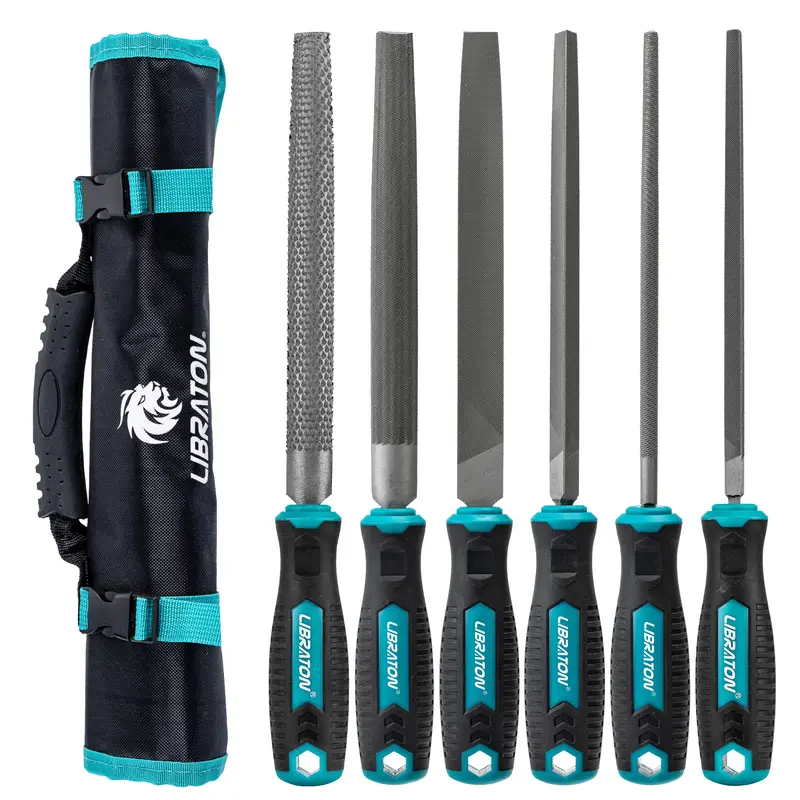Libraton 8-Inch High-Carbon Steel File Kit – 6-Piece Set Featuring 5 Metal Files And 1 Wood Rasp 1