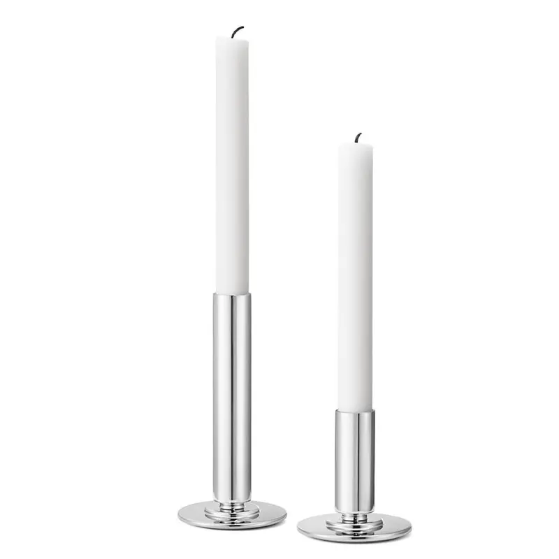 Manhattan Candle Holder Pair – Sleek Metallic Tabletop Lighting Set 1