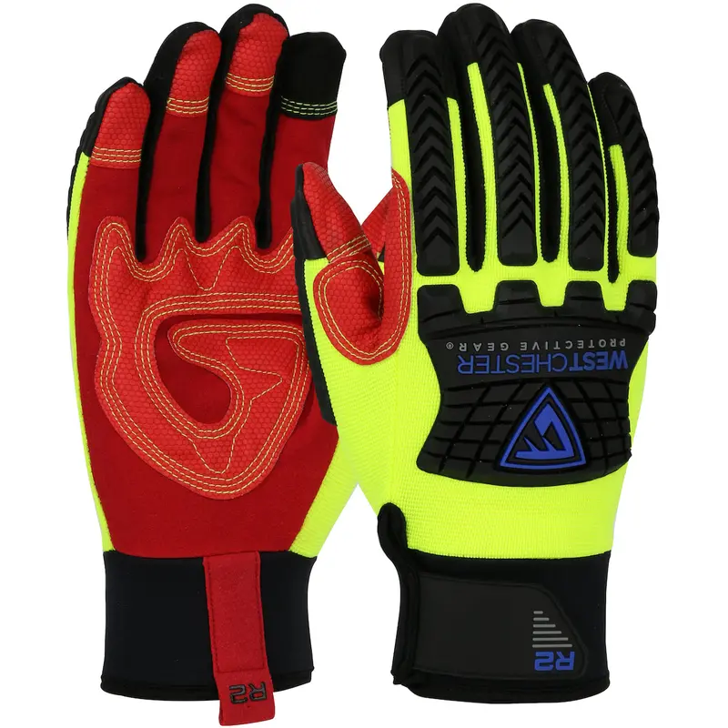 Pip 87810 Safety Rigger Glove: Synthetic Leather Double Palm, Silicone Grip, Fabric Back & Tpr Impact Protection (6 Pairs) 1