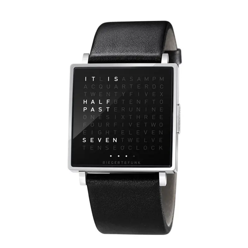 Qlocktwo W Leather Strap Word Clock 1