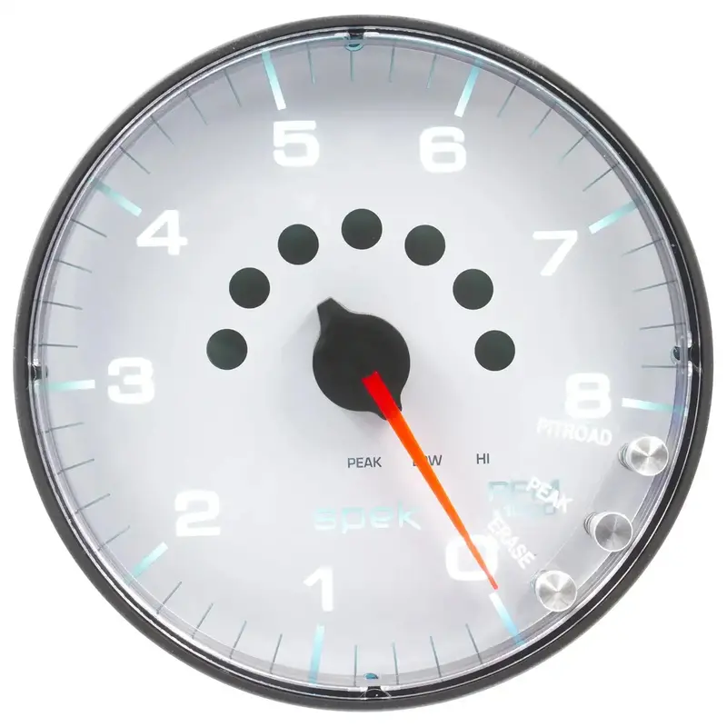 Autometer Spek-Pro 5-Inch White/Black Tachometer With Shift Light And Peak Memory (Model P238128) 1