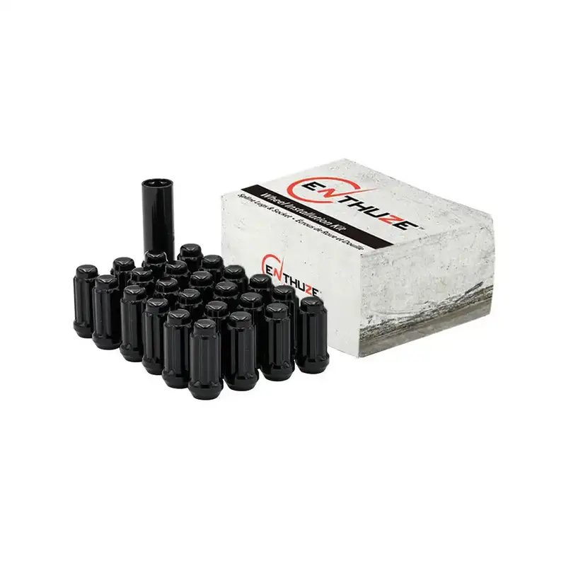 Enthuze Acte-188Ll-K8-B Closed-End Black Spline Lug Nuts – 8-Pack, Extended Length For Deep Wheels 1