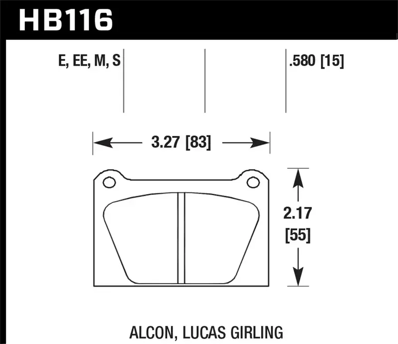 Hawk Hb116E.580 Blue Performance Brake Pads – 0.580" Thickness, Designed For Honda S2000 1