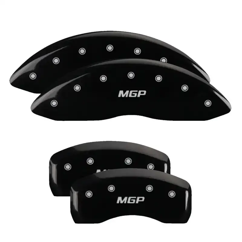 Mgp 4-Piston Caliper Covers: Front Lincoln Logo & Rear Star Emblem (Black W/ Silver Accents) 1