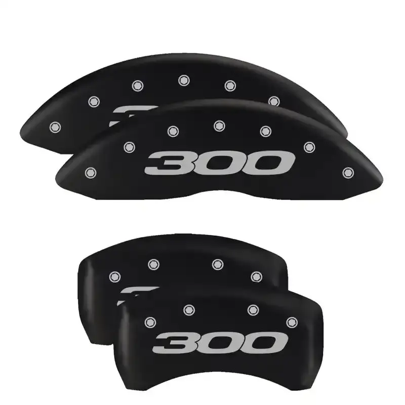 Mgp Engraved 4-Piston Caliper Covers – Front & Rear (Chrysler Wing Style, Black/Silver) 1