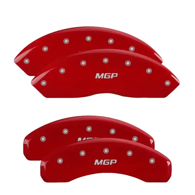 Mgp Engraved Caliper Covers – 4-Piece Set With Red Finish And Silver Chrome Accents 1