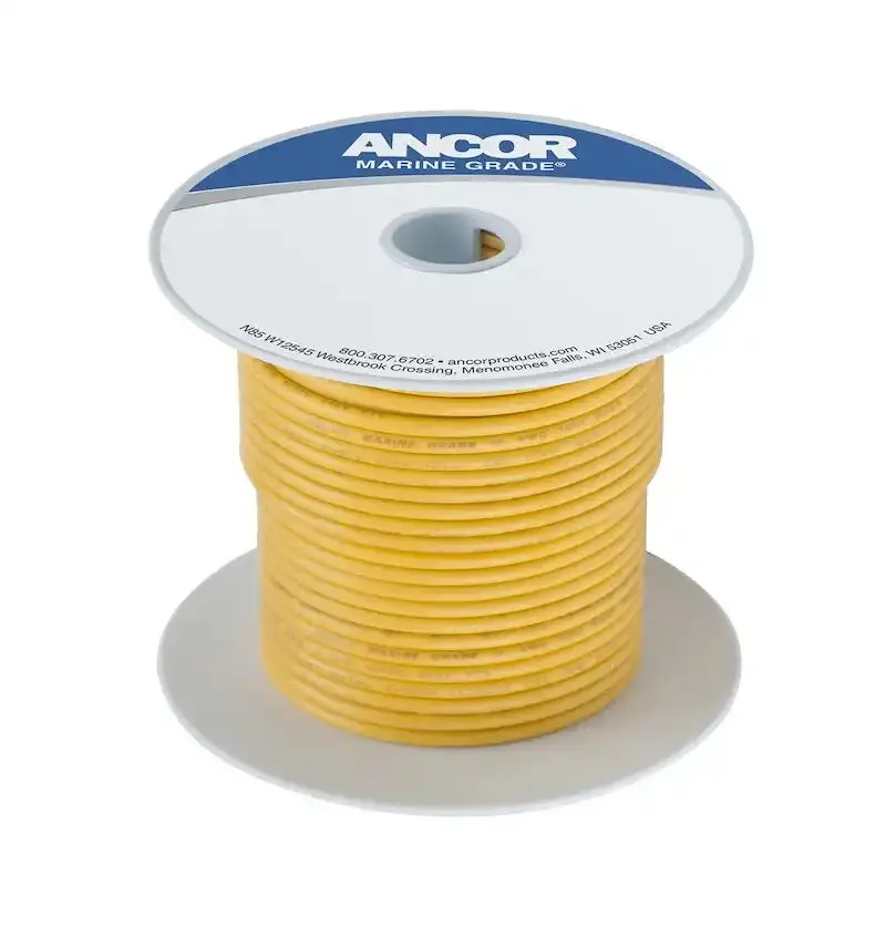 Tinned Copper Wire — 100-Foot Spool Of #14 Awg Marine-Grade Yellow Conductor 1